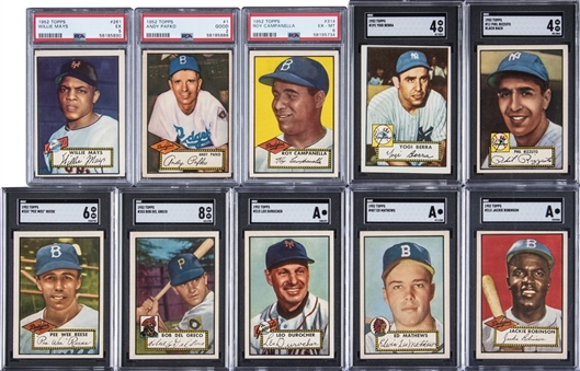 1952 Topps Baseball Near Set (404/407) – Including 113 SGC and PSA Graded Examples